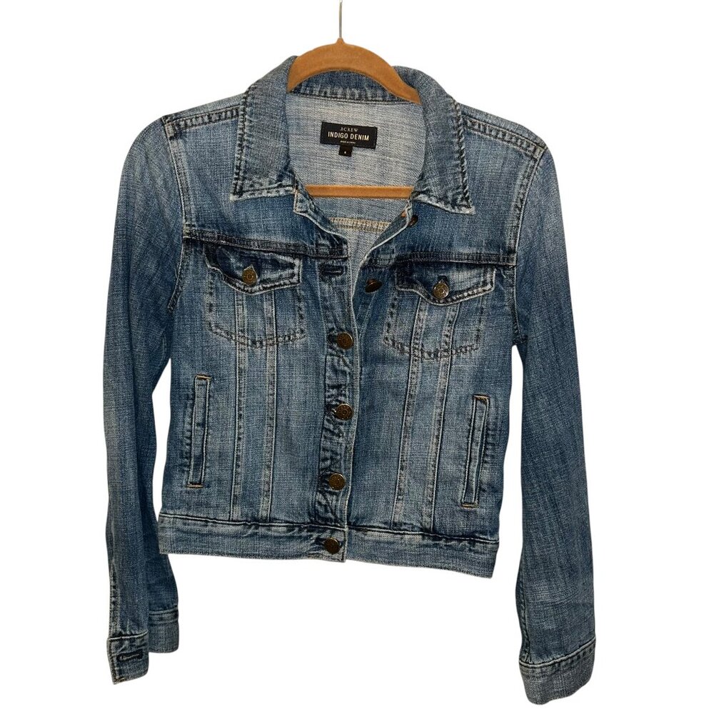 j. crew indigo denim Fall Classic jean jacket S